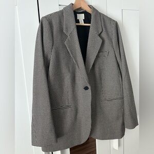H&M Blazer Black and White Houndstooth Boyfriend Oversized Size Medium